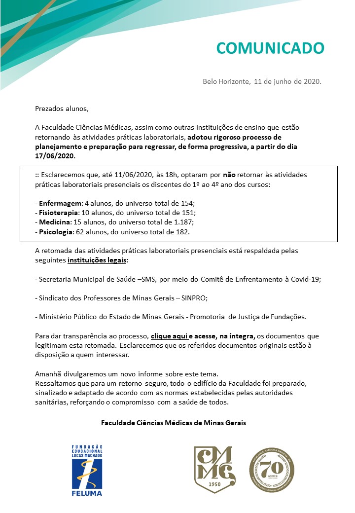 Comunicado documentos retorno atividades praticas laboratoriais